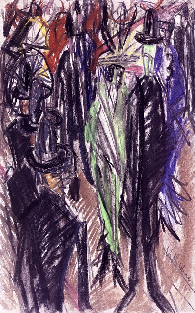 Strassen Szene von Ernst Ludwig Kirchner als Kunstdruck auf Leinwand
