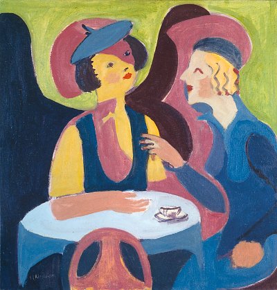 Zwei Damen im Cafe von Ernst-Ludwig-Kirchner als Kunstdruck auf Leinwand
