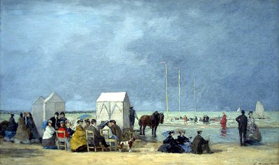 Bathing Time at Deauville von Eugene Boudin als Kunstdruck auf Leinwand