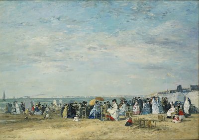 Beach of Trouville von Eugene Boudin als Kunstdruck auf Leinwand