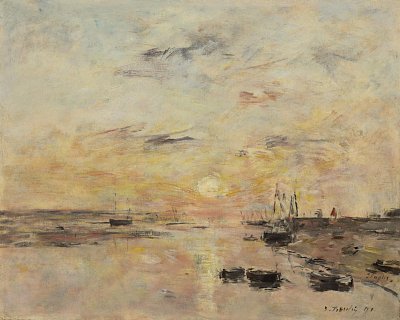 Coucher de soleil sur la Canche Etaples von Eugene Boudin als Kunstdruck auf Leinwand