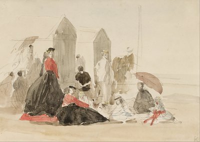 Crinolines and Cabins von Eugene Boudin als Kunstdruck auf Leinwand