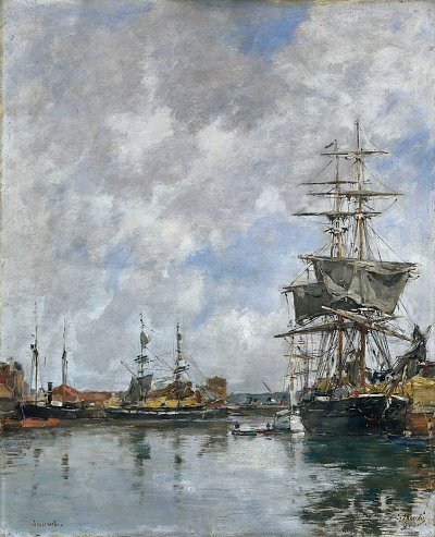 Deauville Harbor von Eugene Boudin als Kunstdruck auf Leinwand