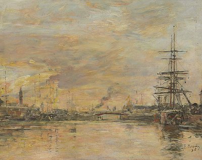 Deauville maree basse Deauville le bassin von Eugene Boudin als Kunstdruck auf Leinwand