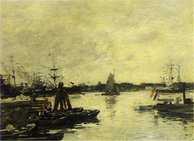 Dock at Rotterdam von Eugene Boudin als Kunstdruck auf Leinwand