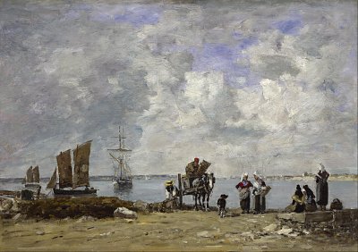 Fishermen s Wives at the Seaside von Eugene Boudin als Kunstdruck auf Leinwand