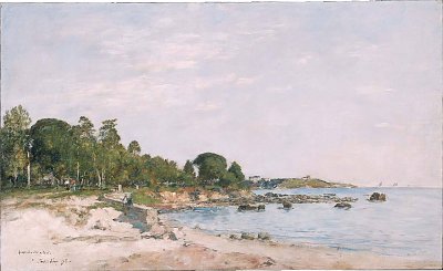Juan les Pins la baie et de la Rive von Eugene Boudin als Kunstdruck auf Leinwand