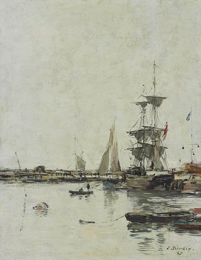 La jetee a Trouville von Eugene Boudin als Kunstdruck auf Leinwand