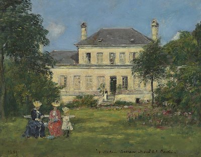 Maison et jardin du peintre Braquaval von Eugene Boudin als Kunstdruck auf Leinwand