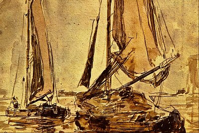 Marine Scene von Eugene Boudin als Kunstdruck auf Leinwand