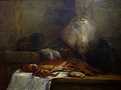Nature morte a la raie von Eugene Boudin als Kunstdruck auf Leinwand
