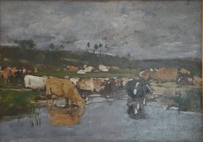 Paysage Nombreuses vaches a l herbage von Eugene Boudin als Kunstdruck auf Leinwand