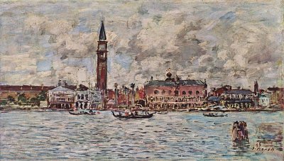 Piazzetta San Marco in Venedig von Eugene Boudin als Kunstdruck auf Leinwand