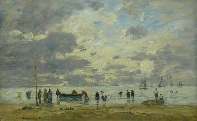 Plage de Deauville von Eugene Boudin als Kunstdruck auf Leinwand