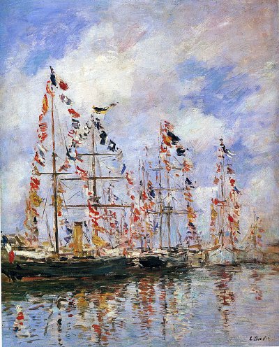 Sailing ships at deauville von Eugene Boudin als Kunstdruck auf Leinwand