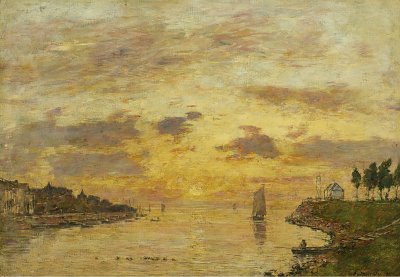 Saint Valery sur Somme The Mouth of the Somme von Eugene Boudin als Kunstdruck auf Leinwand