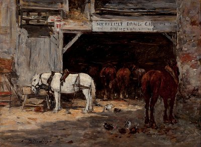 Stall von Eugene Boudin als Kunstdruck auf Leinwand