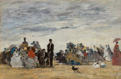 The Beach at Trouville von Eugene Boudin als Kunstdruck auf Leinwand