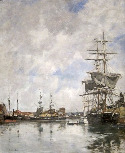 The Dock at Deauville von Eugene Boudin als Kunstdruck auf Leinwand