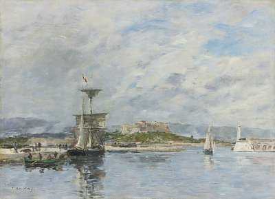 Vue du part d Antibes le quai le matin von Eugene Boudin als Kunstdruck auf Leinwand