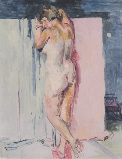 Stehender Akt von Felix-Esterl als Kunstdruck auf Leinwand