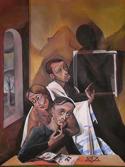 Dreiergruppe von Felix Nussbaum als Kunstdruck auf Leinwand