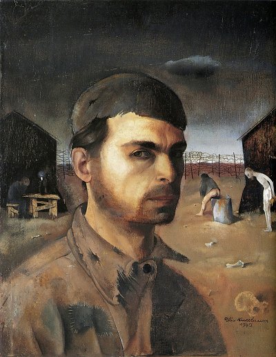 Selbstportrait im Camp von Felix Nussbaum als Kunstdruck auf Leinwand