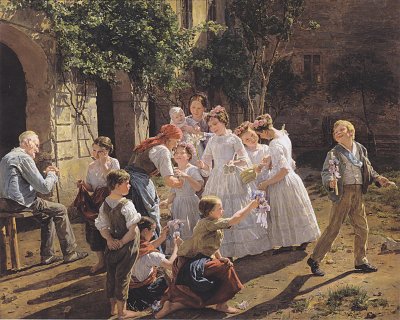 Am Fronleichnamsmorgen von Ferdinand-Georg-Waldmueller als Kunstdruck auf Leinwand