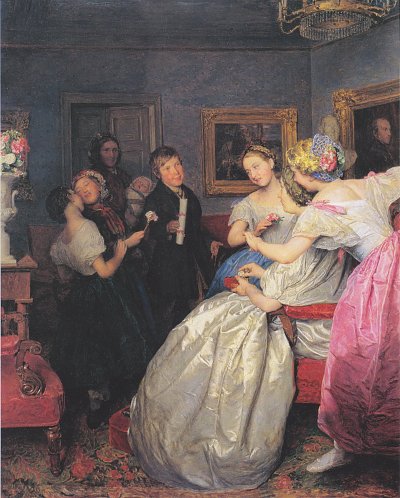 Arme Gratulanten von Ferdinand-Georg-Waldmueller als Kunstdruck auf Leinwand