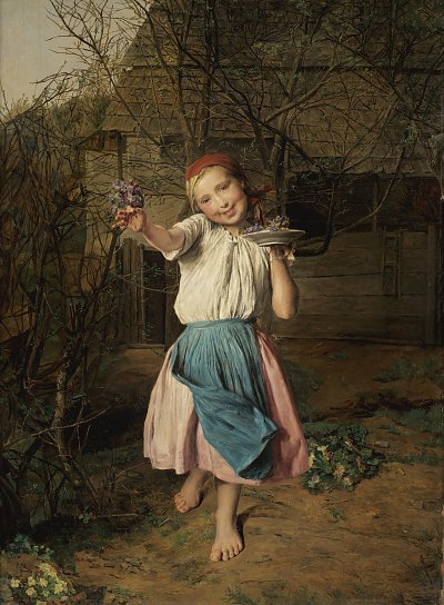 Das Veilchenmädchen von Ferdinand-Georg-Waldmueller als Kunstdruck auf Leinwand