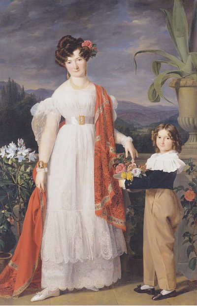 Frau A. von Winiwarter mit ihrem Sohn von Ferdinand-Georg-Waldmueller als Kunstdruck auf Leinwand