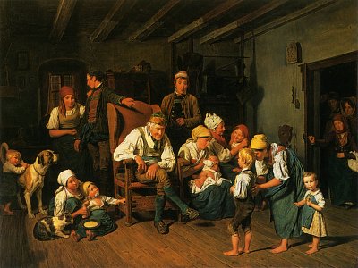 Großvaters Geburtstag von Ferdinand-Georg-Waldmueller als Kunstdruck auf Leinwand