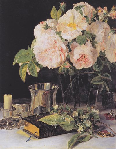 Rosen im Glas von Ferdinand Georg Waldmueller als Kunstdruck auf Leinwand