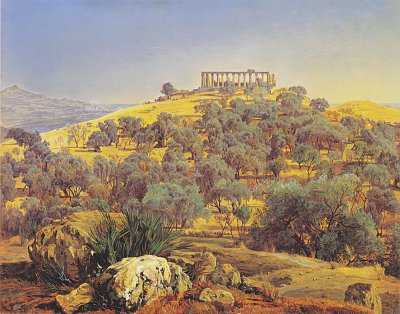 Ruinen des Tempels der Juno Lancinia bei Girgenti von Ferdinand Georg Waldmueller als Kunstdruck auf Leinwand