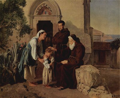 Vor dem Kloster von Ferdinand Georg Waldmueller als Kunstdruck auf Leinwand