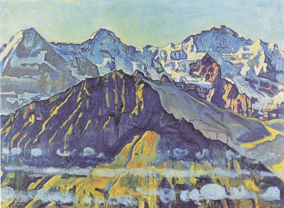 Eiger Mönch und Jungfrau in der Morgensonne von Ferdinand-Hodler als Kunstdruck auf Leinwand