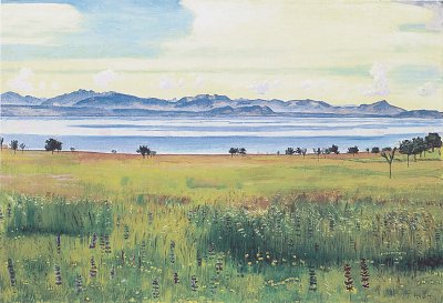 Genfersee mit Jura von Ferdinand-Hodler als Kunstdruck auf Leinwand