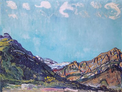 Landschaft in der Nähe von Champery von Ferdinand Hodler als Kunstdruck auf Leinwand