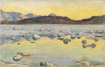 Maggiadelta vor Sonnenaufgang von Ferdinand Hodler als Kunstdruck auf Leinwand