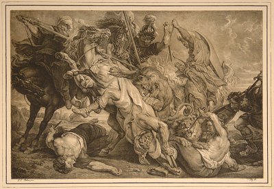 Jagende Raubkatzen von Ferdinand von Piloty als Kunstdruck auf Leinwand