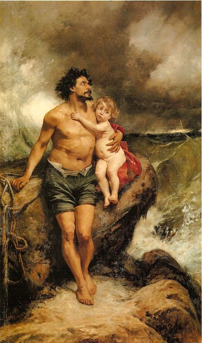 Survivors of the shipwreck von Francisco Pradilla Y Ortiz als Kunstdruck auf Leinwand