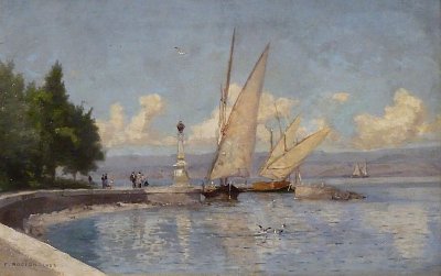 Le Lac Leman o Pres d Evian au lac de Geneve von Francois Bocion als Kunstdruck auf Leinwand