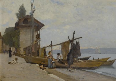 Le Port de Tourronde von Francois Bocion als Kunstdruck auf Leinwand