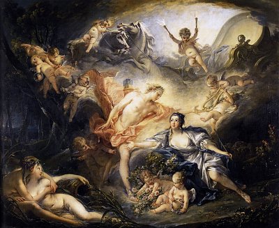 Apollo Revealing his Divinity before the Shepherdess Isse von Francois Boucher als Kunstdruck auf Leinwand
