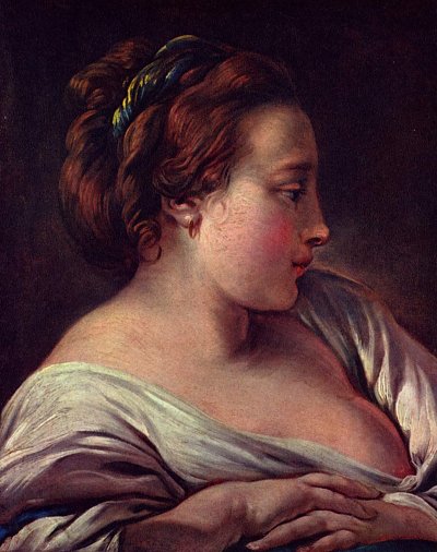 Frauenkopf von Francois Boucher als Kunstdruck auf Leinwand