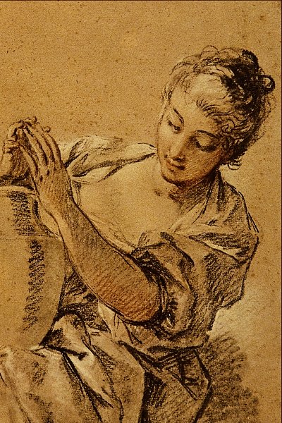 Girl with a Jug von Francois Boucher als Kunstdruck auf Leinwand
