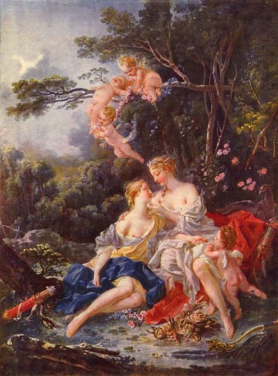 Jupiter und Kallisto von Francois Boucher als Kunstdruck auf Leinwand