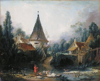 Landscape near Beauvais von Francois Boucher als Kunstdruck auf Leinwand