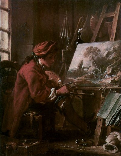 Le Peintre dans son atelier von Francois Boucher als Kunstdruck auf Leinwand
