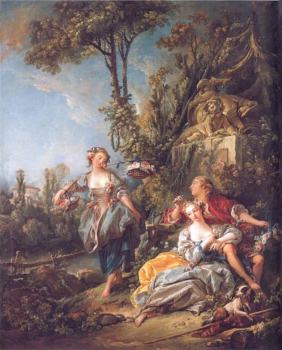 Lovers in a Park von Francois Boucher als Kunstdruck auf Leinwand